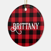 Bモノグラム文字バッファローチェック写真 セラミックオーナメント (左)