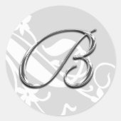 Bモノグラム文字結婚の封筒用シールシール ラウンドシール (正面)