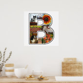 Bモノグラム独自の8カスタム枚フォトコラージュを作成 ポスター (キッチン)