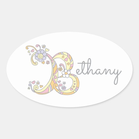 Bラベルで始まる名前 楕円形シール (正面)