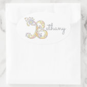 Bラベルで始まる名前 楕円形シール (バッグ)