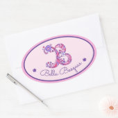 Bレターモノグラム名前をカスタムするIDピンクステッカー 楕円形シール (封筒)