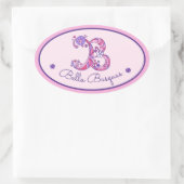 Bレターモノグラム名前をカスタムするIDピンクステッカー 楕円形シール (バッグ)