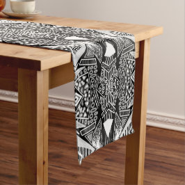 B及びW滑走路ファッションパターン ショートテーブルランナー