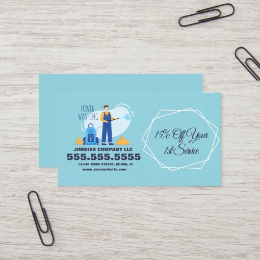 B型洗圧式洗力会社 名刺 (正面/裏面インサイチュ)