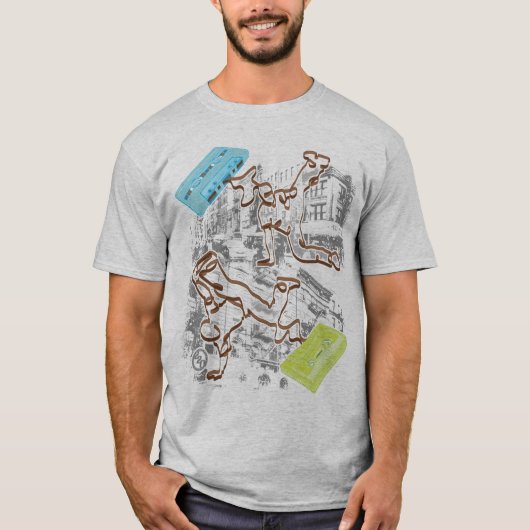 B少年のカセット戦い(灰色) Tシャツ (正面)