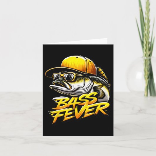 B熱魚おもしろい黄色トラック運転手ハット魚釣り魚 カード (正面)