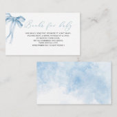 B用の水色ブルーボウのリボン赤ちゃんシャワーブック エンクロージャーカード (正面/裏面)