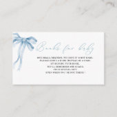 B用の水色ブルーボウのリボン赤ちゃんシャワーブック エンクロージャーカード (正面)