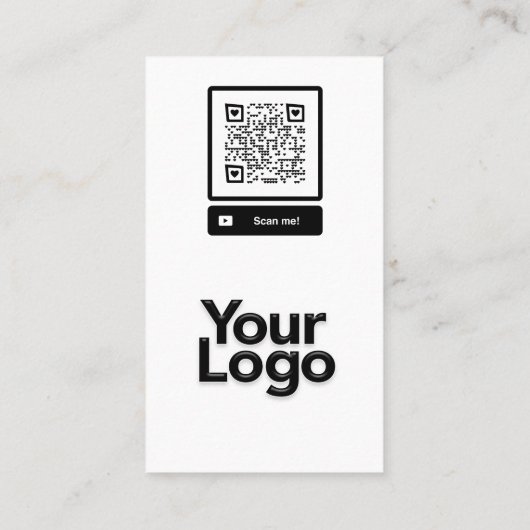 B白黒モノグラムのフローラQRコードロゴ 名刺 (裏面)