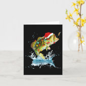 B魚釣りおもしろいサンタハットクリスマスパジャマフィッシャーム カード (黄色い花)