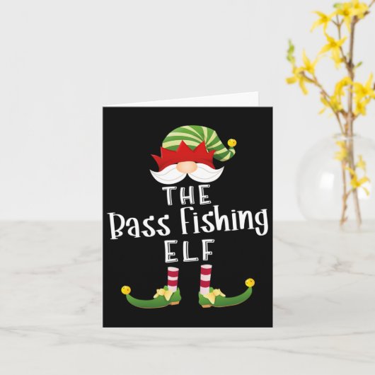 B魚釣り小妖精や小人グループクリスマスパジャマおもしろいパーティー カード (黄色い花)