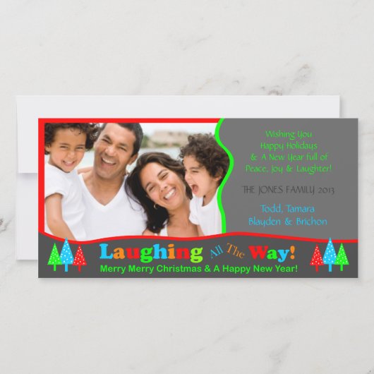 B1笑いすべての方法クリスマスの写真テンプレート シーズンカード (正面)