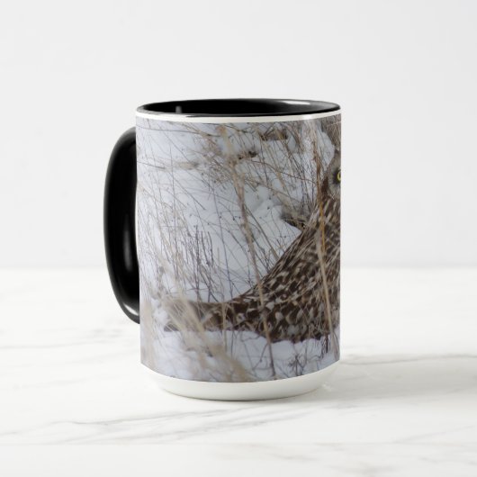 B11雪に浮かぶフクロウ マグカップ (正面左)