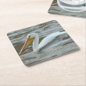 B14 White Pelican スクエアペーパーコースター (アングル)