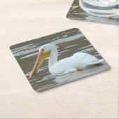 B15 White Pelican スクエアペーパーコースター (アングル)