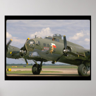 B17クローズアップ、フロント離れ_WWII飛行機 ポスター