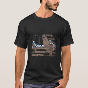 B17ヘビーボマー第2次世界大戦飛行機航空機Usaフラッグベーター Tシャツ