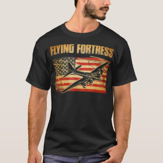 B17要塞飛んでいるアメリカ国旗の愛国者 Tシャツ