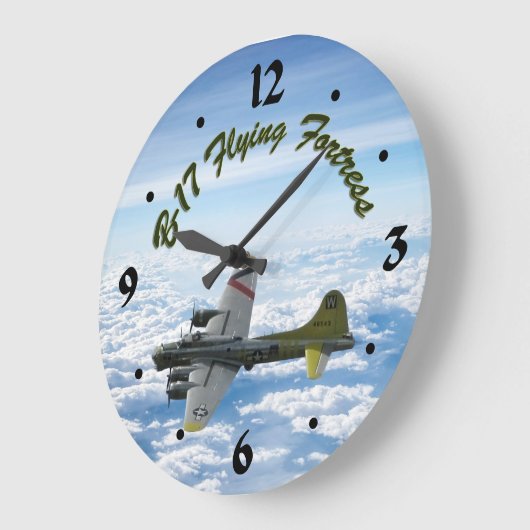 B17要塞飛んでいる第二次世界大戦の爆撃機 ラージ壁時計 (傾斜)