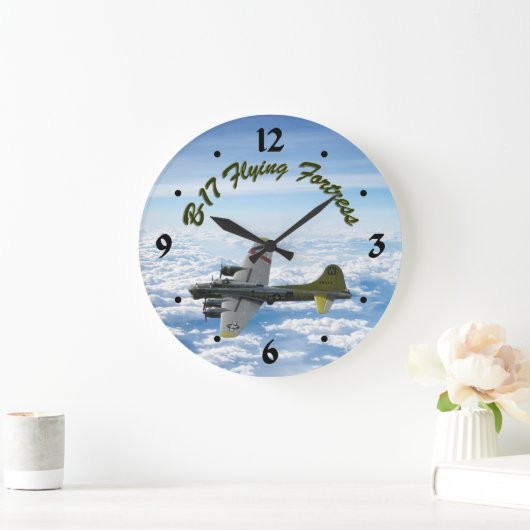 B17要塞飛んでいる第二次世界大戦の爆撃機 ラージ壁時計 (ホーム)