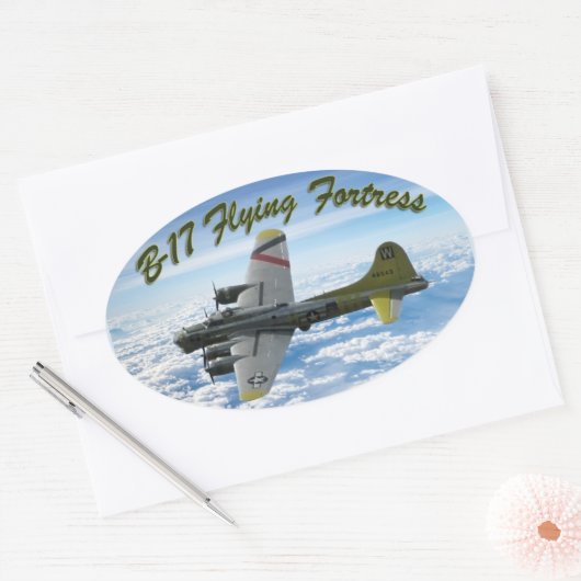 B17要塞飛んでいる第二次世界大戦の爆撃機 楕円形シール (封筒)