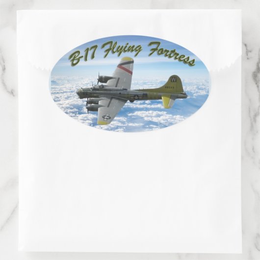 B17要塞飛んでいる第二次世界大戦の爆撃機 楕円形シール (バッグ)