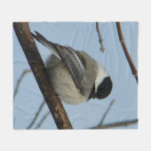 B21ブラックキャップ《鳥》アメリカゴガラ フリースブランケット (正面(横))