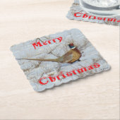 B22 Ring-Necked-Pheasant in Snow Coaster ペーパーコースター (アングル)