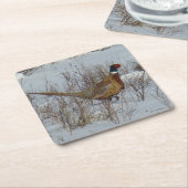 B23リングや輪首雉 スクエアペーパーコースター (アングル)