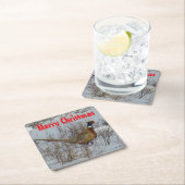 B23 Ring Necked Pheasant in Snow Coaster スクエアペーパーコースター (インサイチュ)