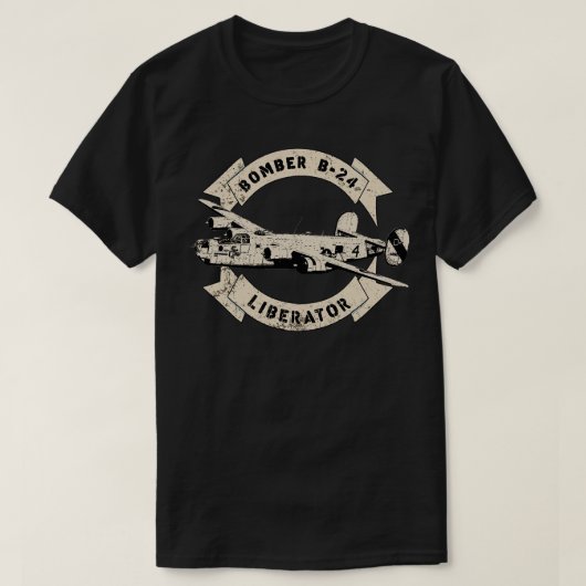 B24リベレーター爆撃機第2次世界大戦機 Tシャツ (デザイン正面)