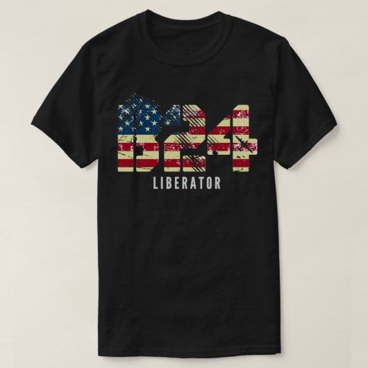 B24リベレーターWWII爆撃機USA国旗Clasi Tシャツ (デザイン正面)