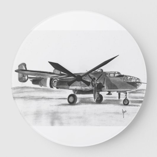 B25 Mitchellの爆撃機の時計 ラージ壁時計 (正面)
