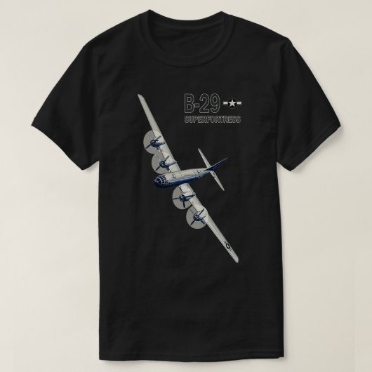 B29スーパーフォートレス第2次世界大戦爆撃機飛行機 Tシャツ (デザイン正面)