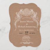 B2-ヴィンテージスクロールデザイン結婚式招待状カード 招待状 (正面/裏面)