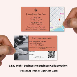 B2BサービスQRコード燃えオレンジ色ブラック 紹介カード