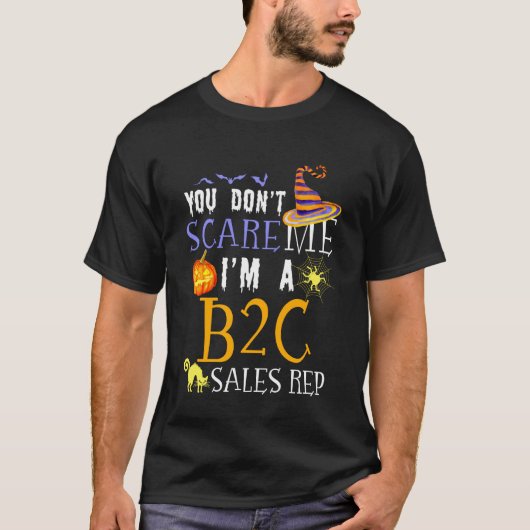 B2C営業担当者を怖がらせないハロウィンの一言 楽しい Tシャツ (正面)