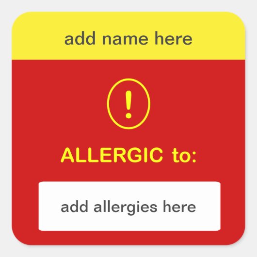 b3 – こカスタマイズの~名前+アレルギーを追加。 スクエアシール (正面)