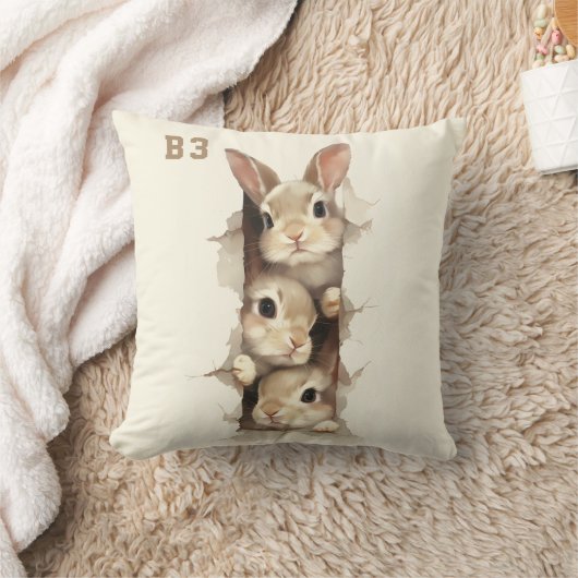 B3 Three Bunnies 3D Illusion クッション (ブランケット)