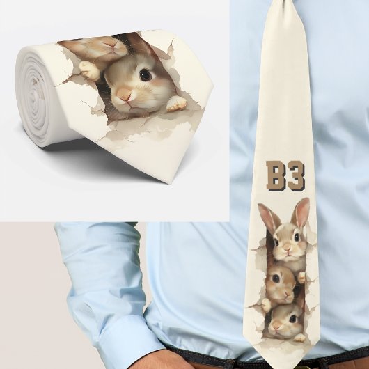 B3 Three Bunnies 3D Illusion ネクタイ