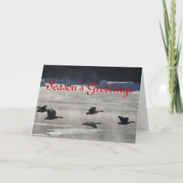 B47カナダガチョウが川を凍ってい渡る シーズンカード