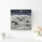 B47カナディアンゲーゼ凍ってい川 スクエア壁時計 (ホーム)