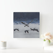 B48カナディアンゲーゼ凍ってい川 スクエア壁時計 (ホーム)