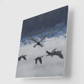 B48カナディアンゲーゼ凍ってい川 スクエア壁時計 (傾斜)