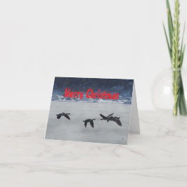 B48 Geese Over Frozen River Christmas Card サンキューカード