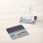 B48a  Canadian Geese Over Frozen River Coaster ペーパーコースター (インサイチュ)