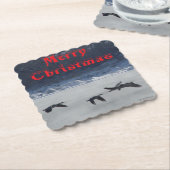 B48a  Canadian Geese Over Frozen River Coaster ペーパーコースター (アングル)