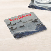 B49a Canada Geese on Foggy Frozen River Coaster ペーパーコースター (アングル)