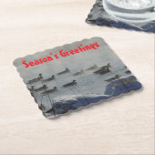 B49b Canada Geese on Foggy Frozen River Coaster ペーパーコースター (アングル)